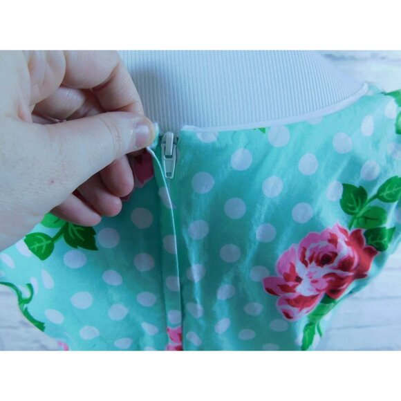 ModCloth Vintage Style Cotton Floral & Polka Dot Sleeveless Dress M - Picture 6 of 13